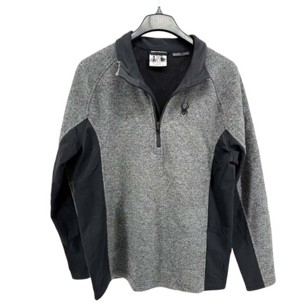 Spyder Outbound Mens XL Pre-Owned Gray Black 1/4 Zip Fleece Pullover Jacket Top